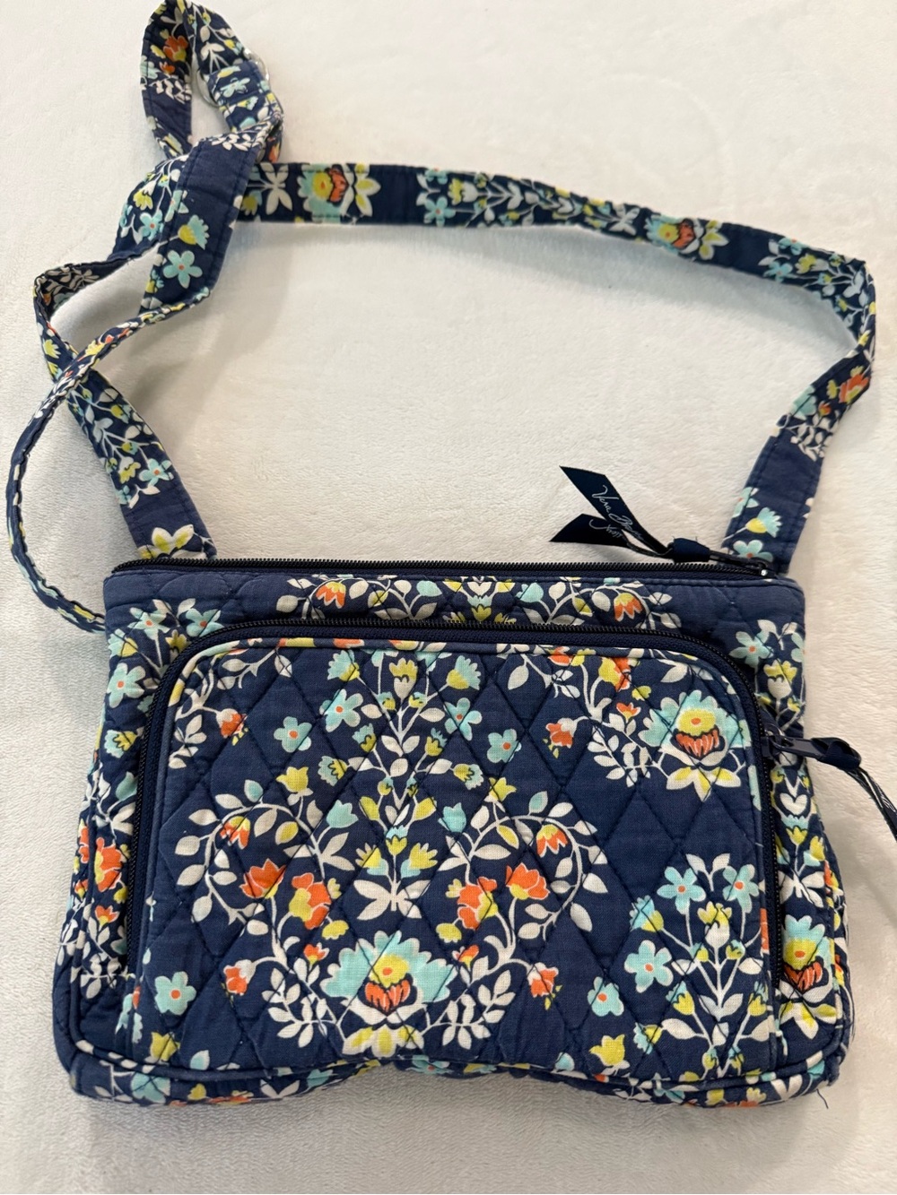 Vera Bradley crossbody bag in retired "Chandelier Floral" quilted navy blue